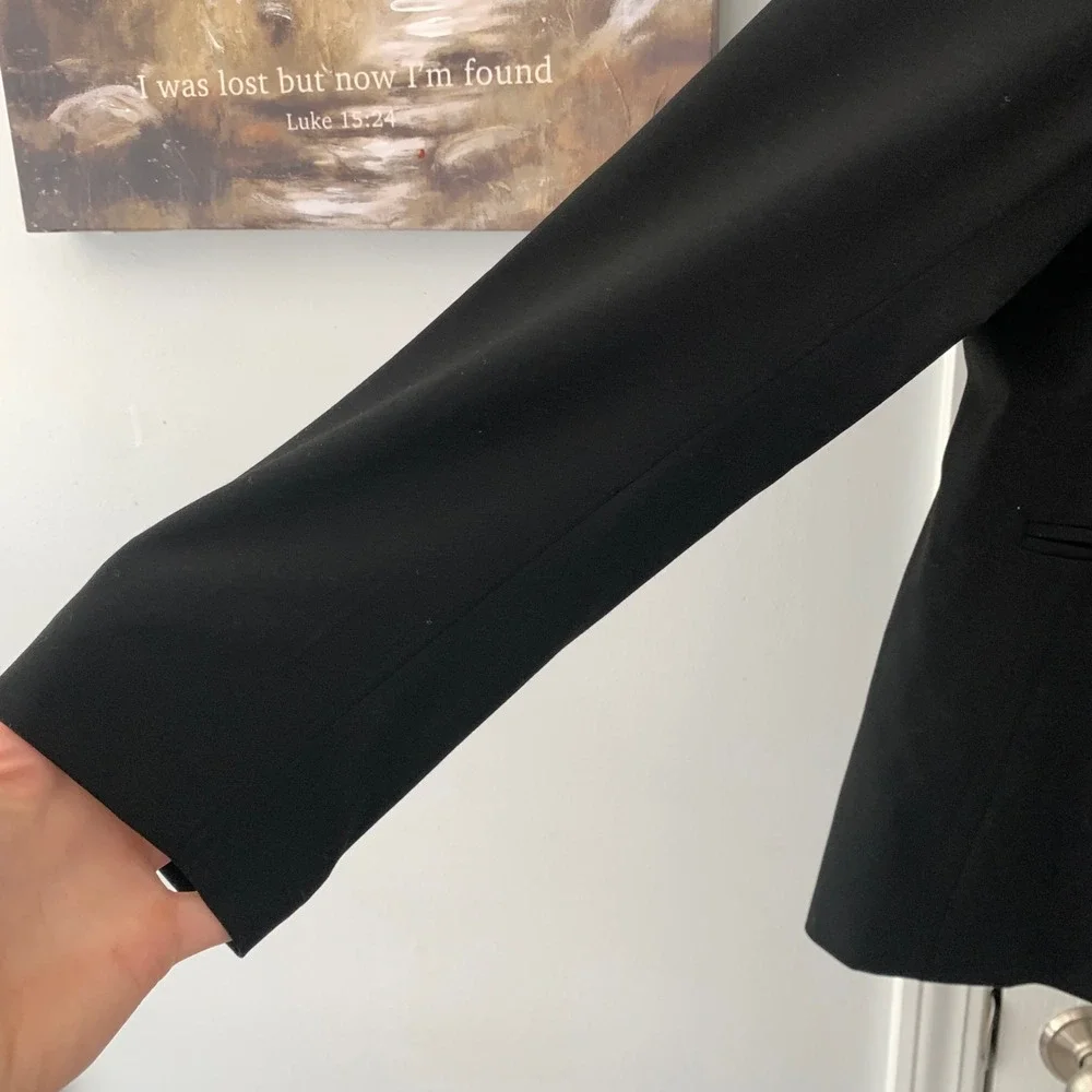 H&M Black Single Button Blazer Recycled Blend LivaEco Viscose Women Professional